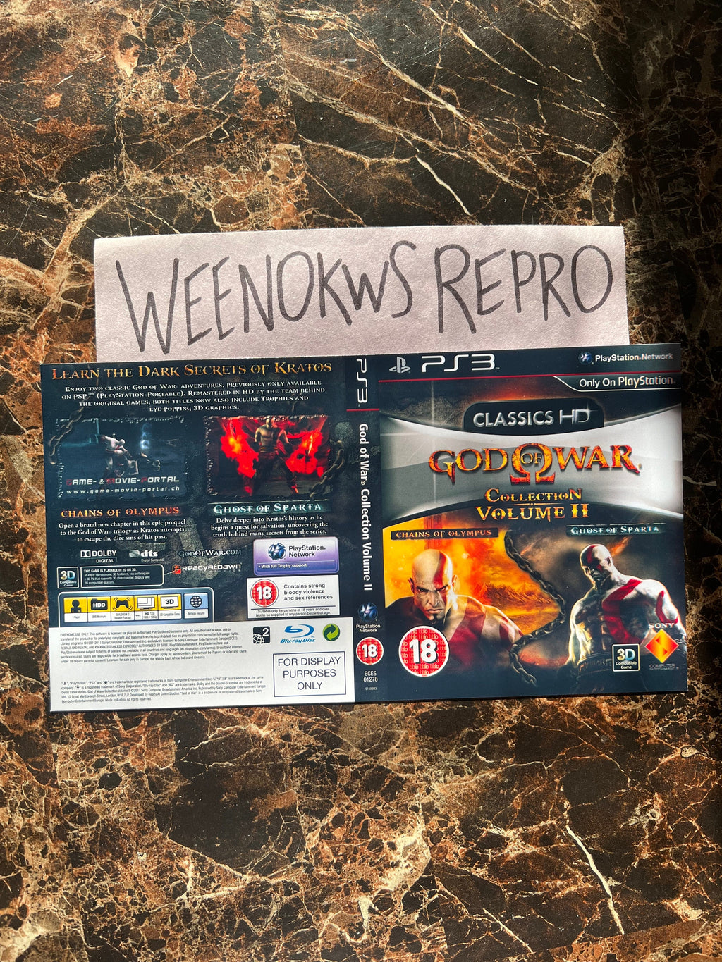 God of War Collection Volume 2 HD REPLACEMENT Artwork Only No Case! Ps3