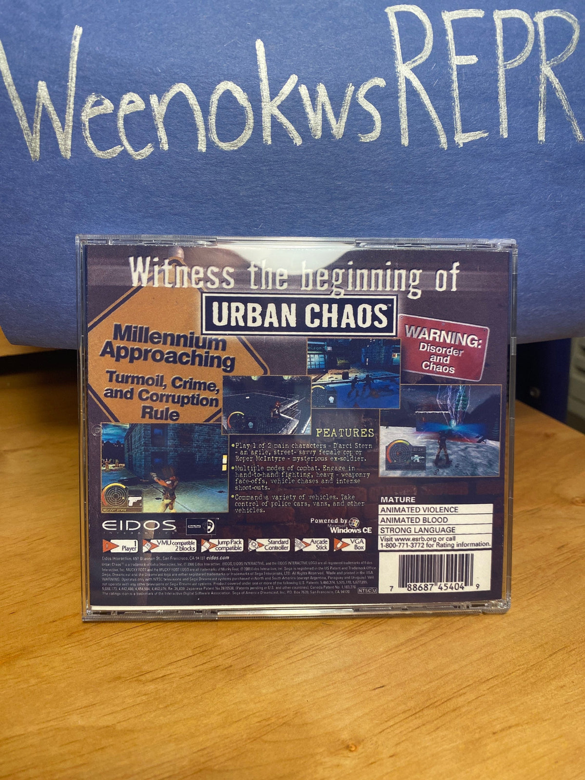 Urban Chaos REPRODUCTION CASE No Disc Dreamcast