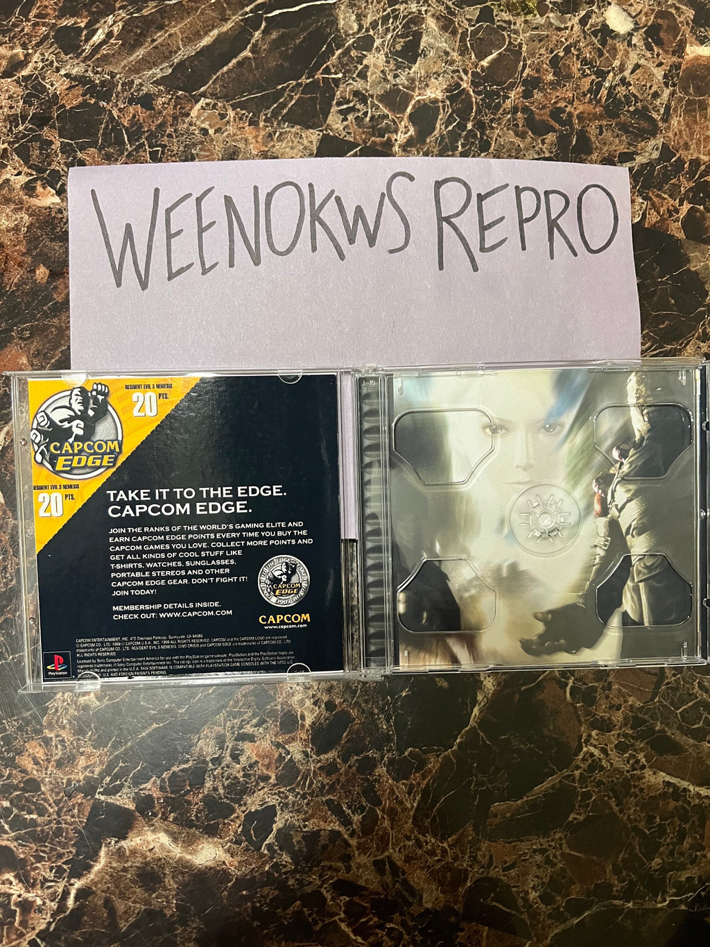 Resident evil 3 nemesis REPLACMENT CASE No Disc ps1 Double disc case Demo ART version
