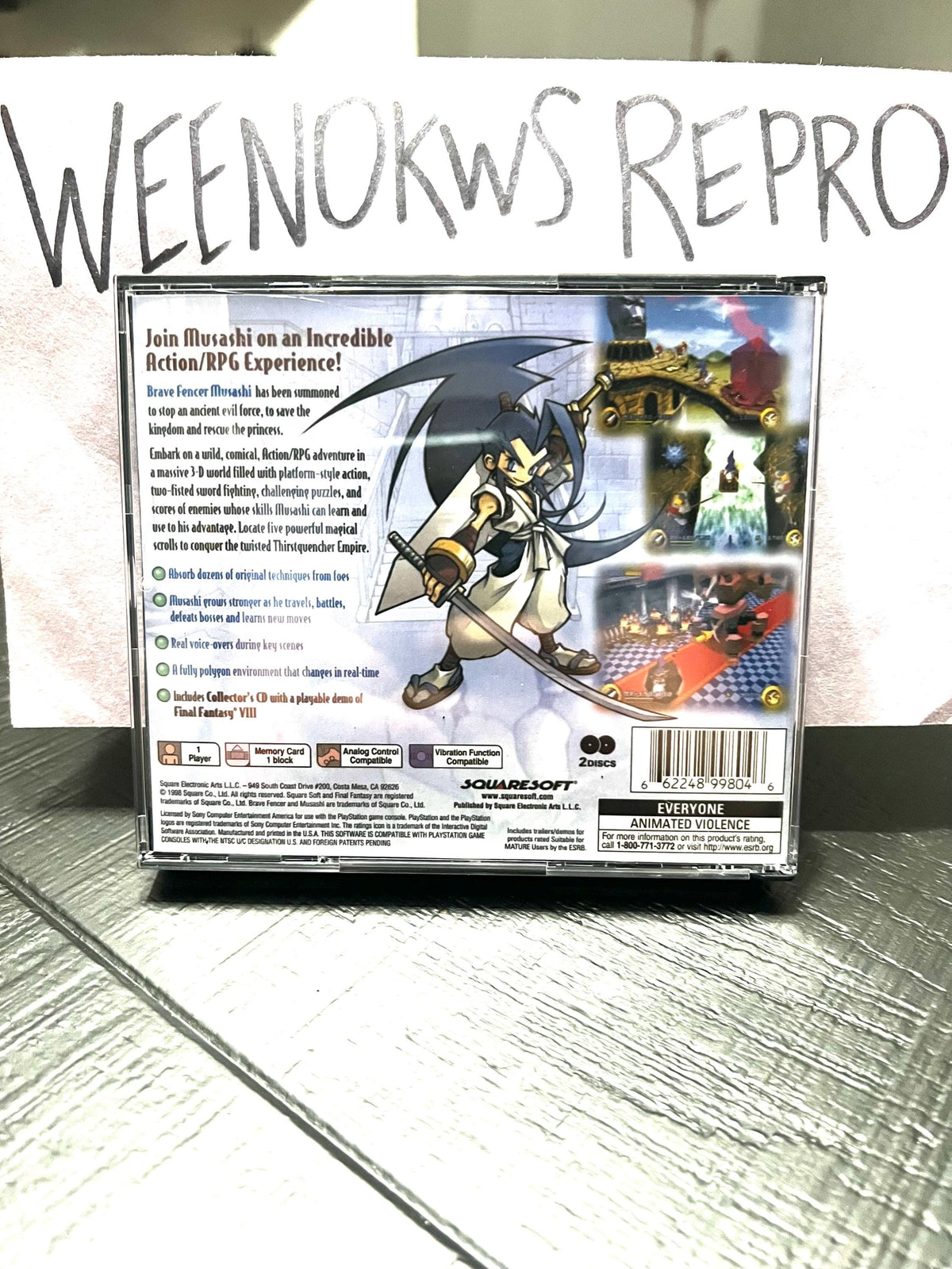 Brave Fencer Musashi REPLACMENT CASE No Disc ps1