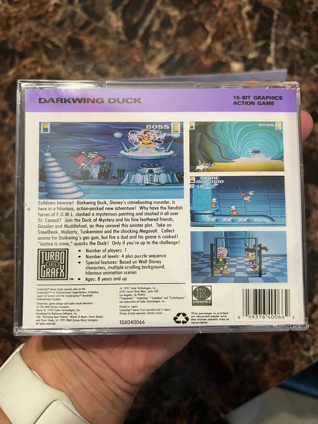 Darkwing Duck REPRODUCTION Case No Game 3D Printed Turbo Grafx