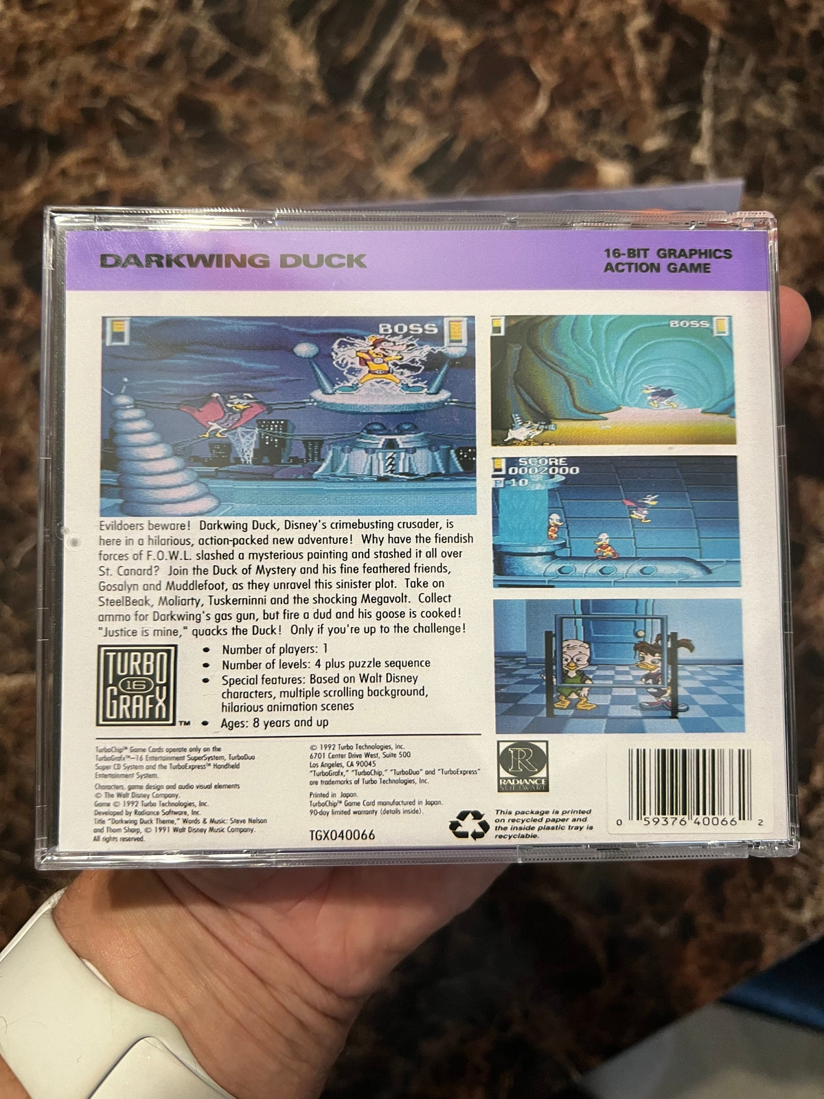 Darkwing Duck REPRODUCTION Case No Game 3D Printed Turbo Grafx