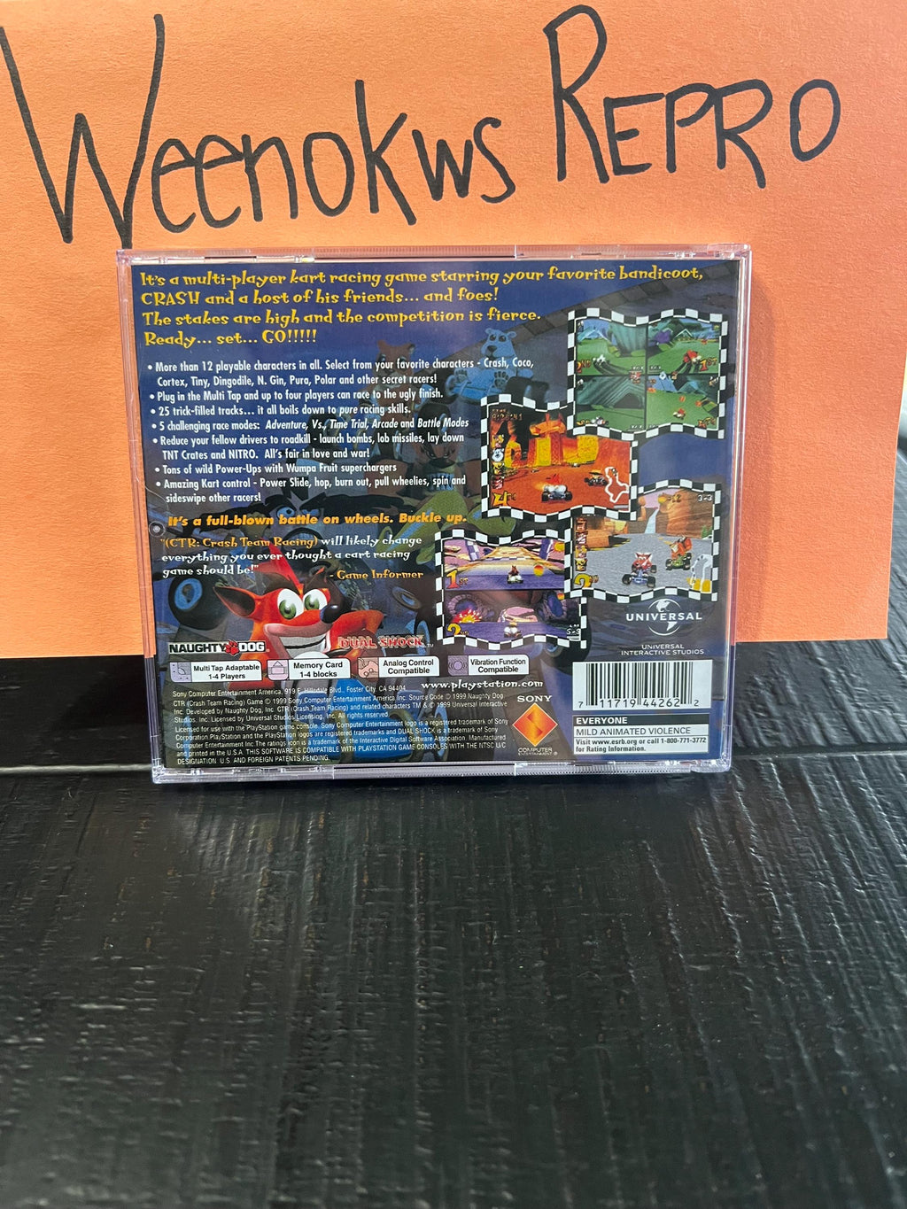 CTR Crash Team Racing REPLACMENT CASE No Disc ps1