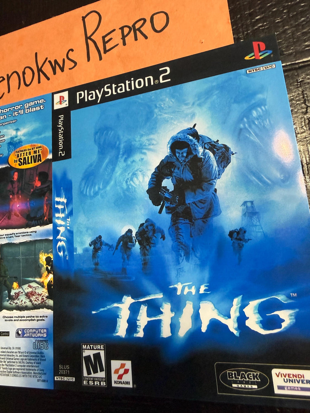 The Thing REPLACEMENT Artwork Only No Case! Ps2