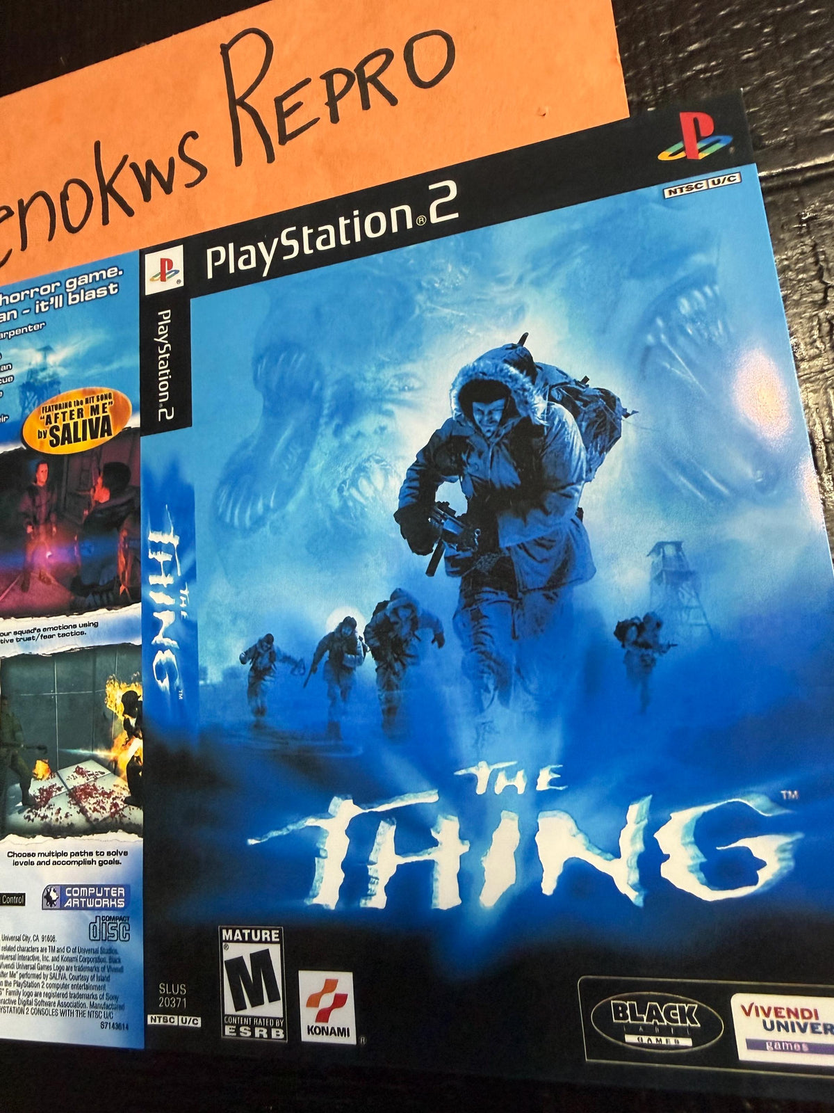 The Thing REPLACEMENT Artwork Only No Case! Ps2