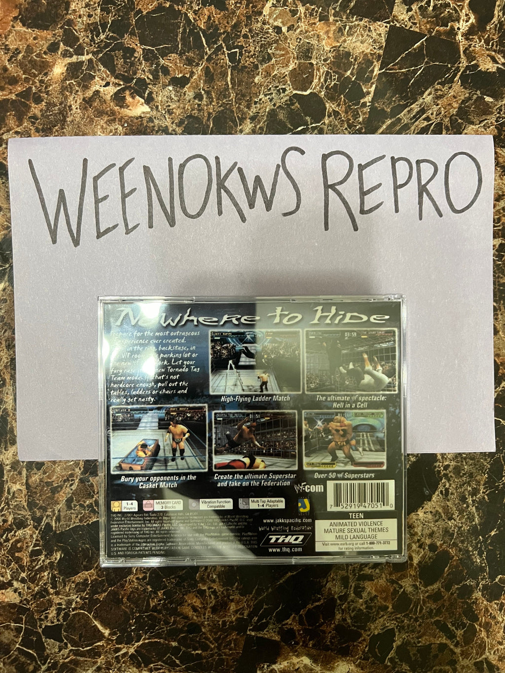 WWF Smackdown 2 Know Your Role REPLACMENT CASE No Disc! Ps1