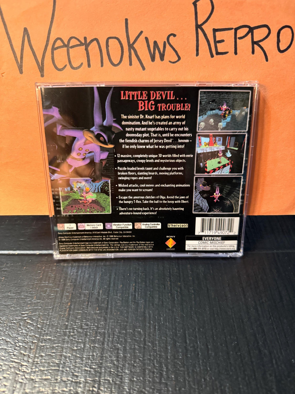 Jersey Devil REPLACEMENT CASE No Disc Ps1