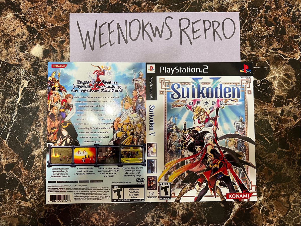 Suikoden V 5 REPLACEMENT Art only No Case!! Ps2