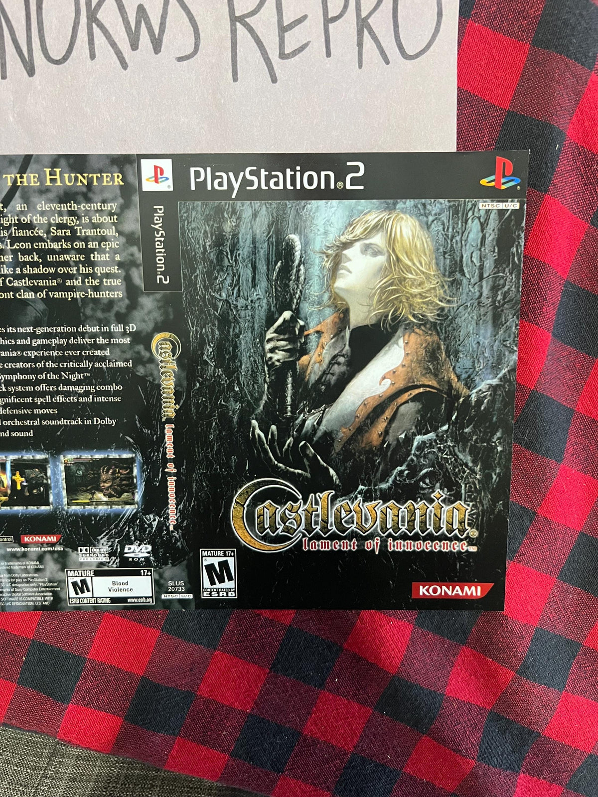 Castlevania Lament of Innocence REPLACEMENT ART Only No Disc No Case Ps2