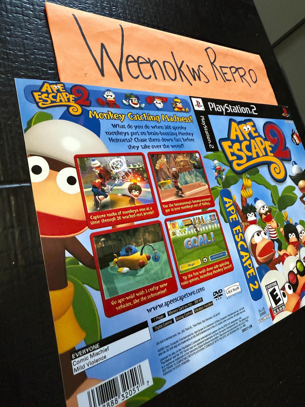 Ape Escape 2 REPLACEMENT Art Only! No Disc No Case Ps2