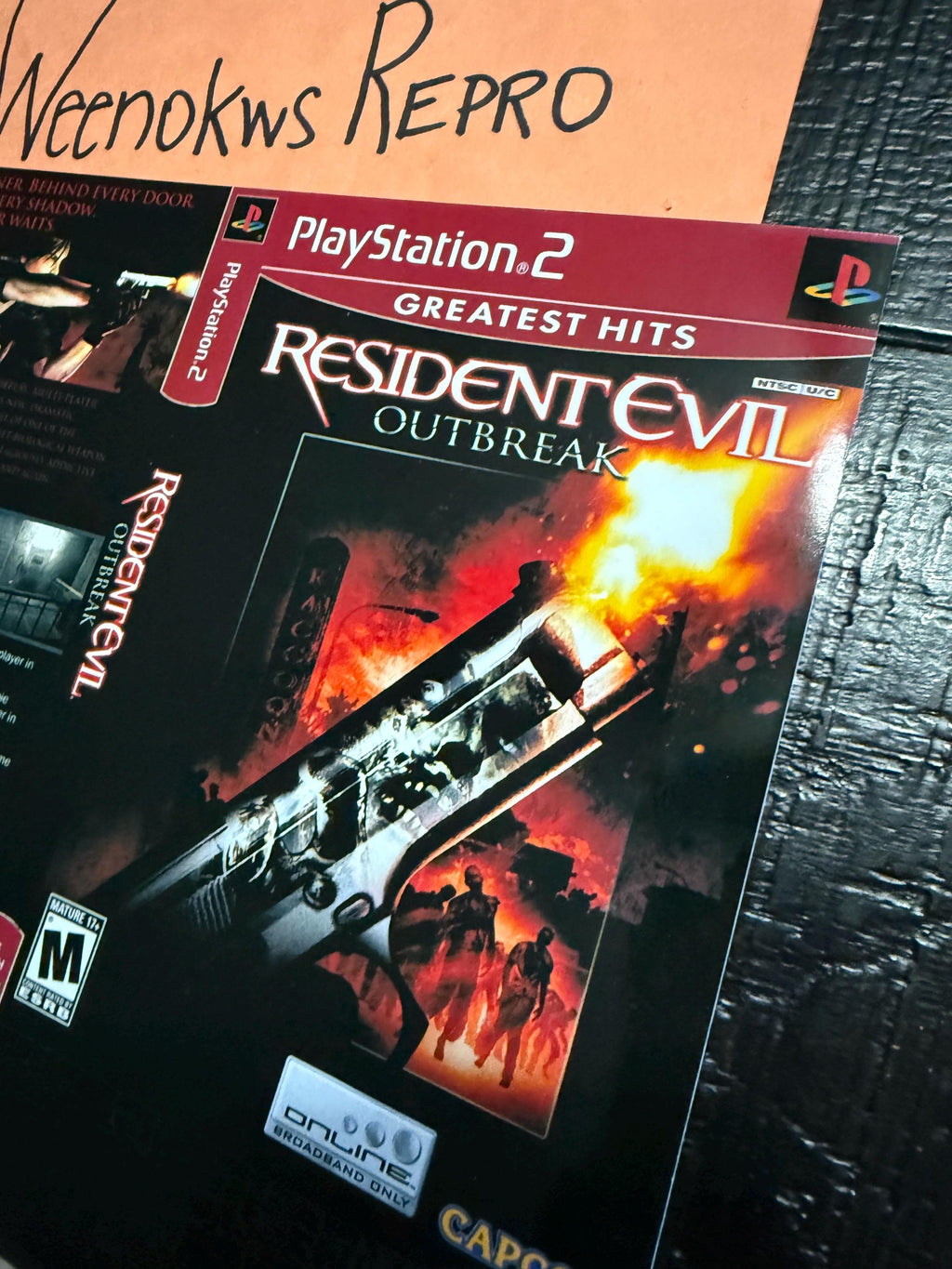 Resident Evil Outbreak Greatest Hits REPLACEMENT ART Only No Disc No Case Ps2