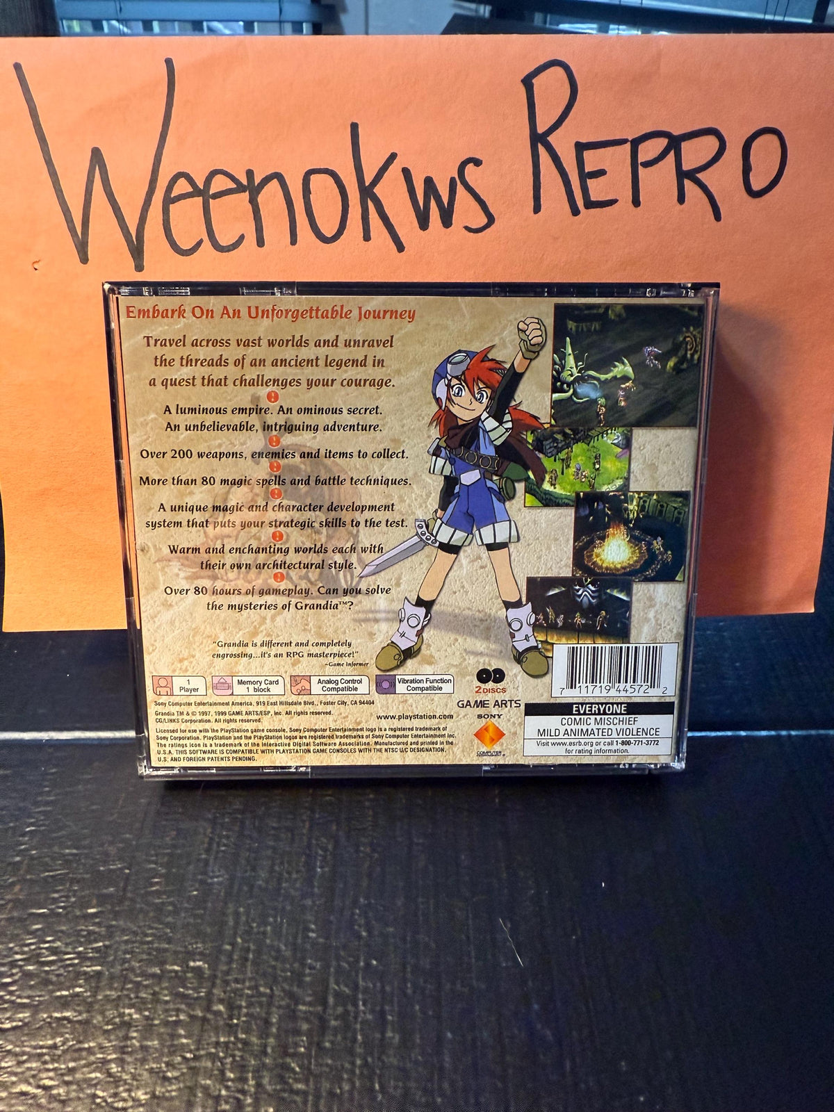 Grandia REPLACMENT CASE No Game! Ps1