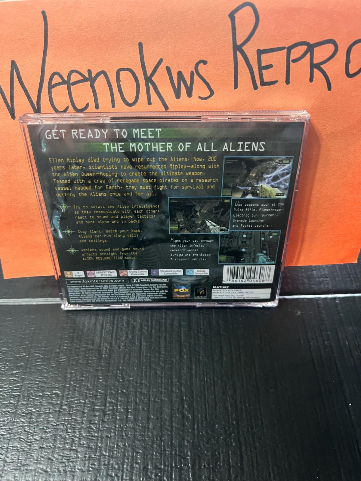 Alien Resurrection REPLACMENT CASE No Disc ps1