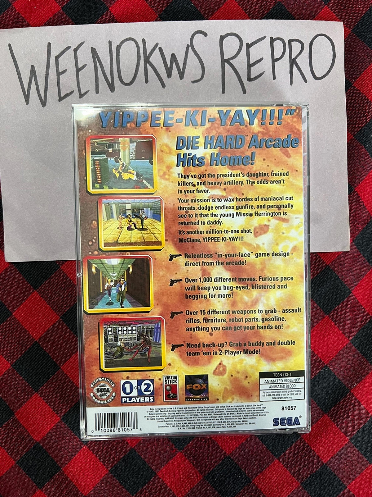 Die Hard Arcade REPLACEMENT CASE No Disc! Sega Saturn