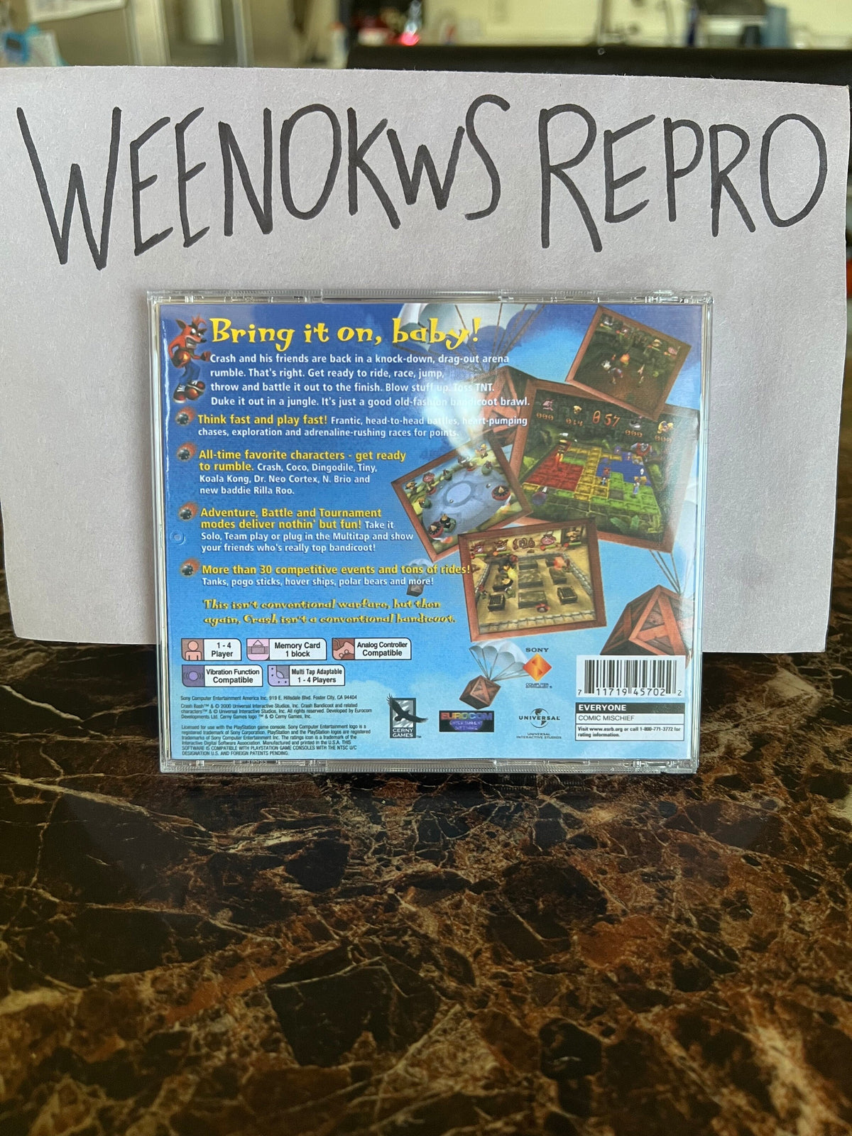 Crash Bash REPLACEMENT CASE No Disc ps1