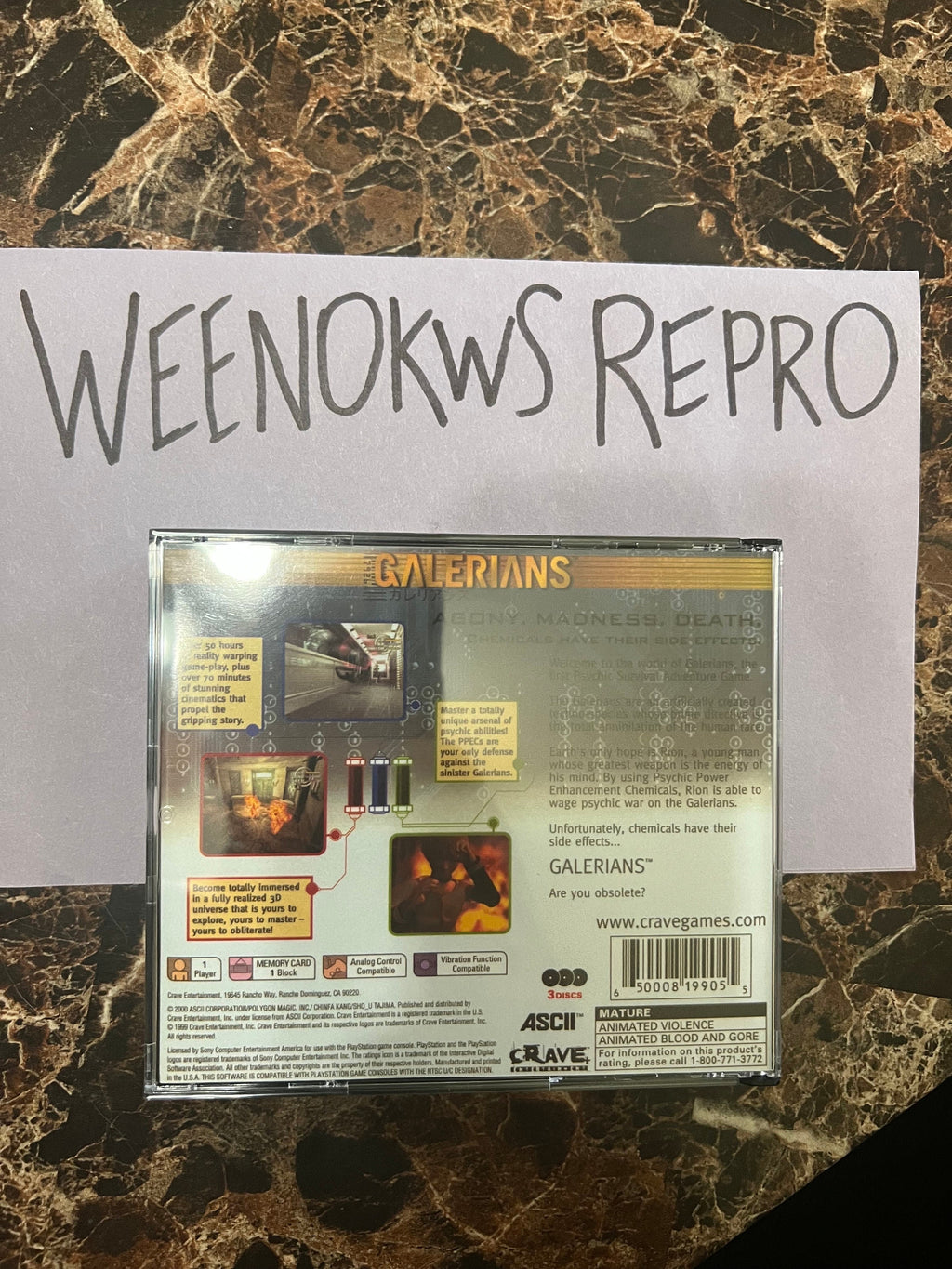 Galerians REPLACEMENT CASE No Disc ps1