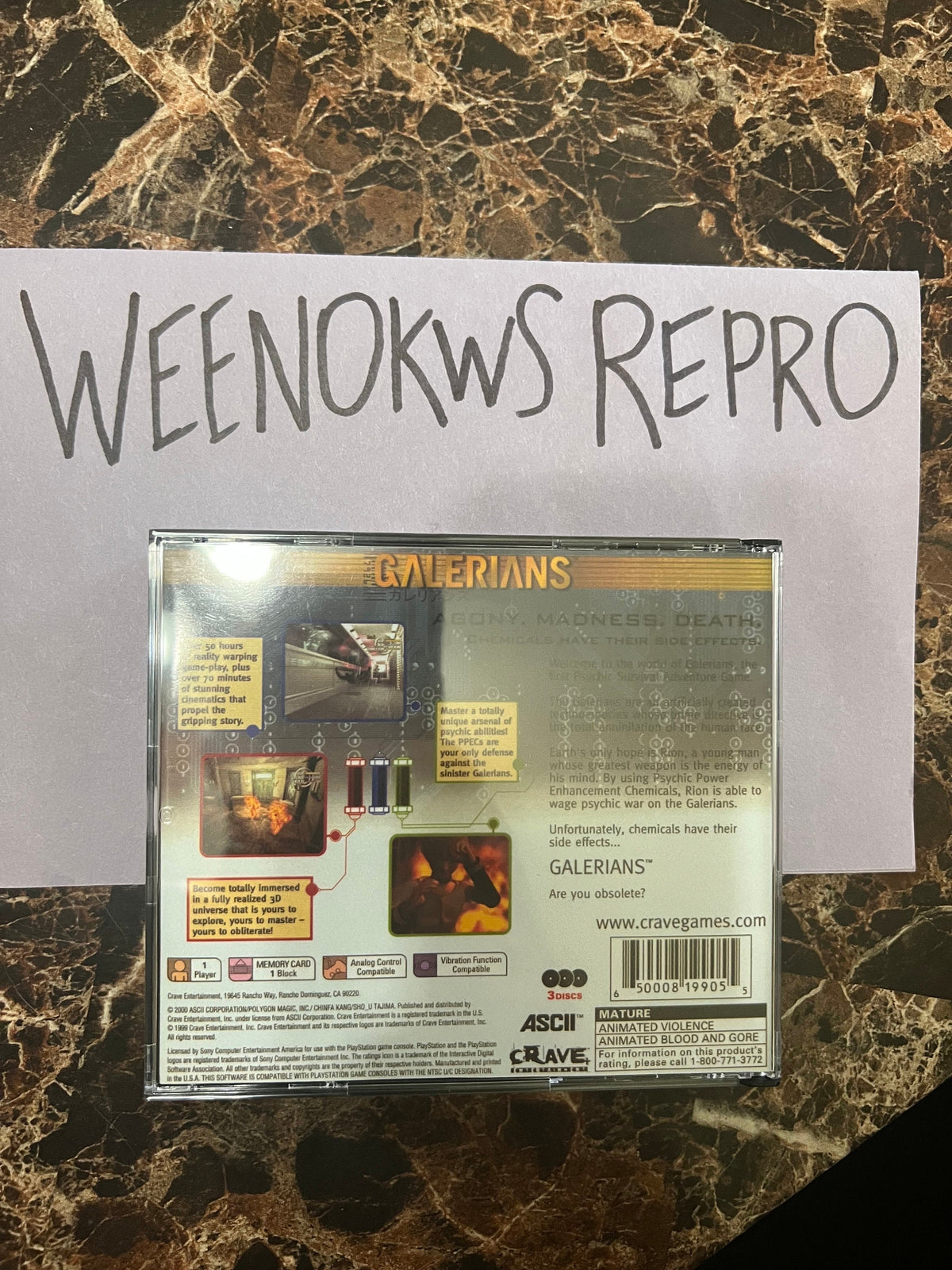 Galerians REPLACEMENT CASE No Disc ps1