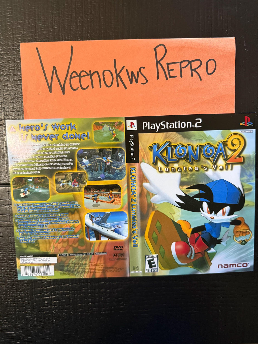 Klonoa 2 Lunatea’s Veil REPLACEMENT ART Only! No game! No Case! Ps2