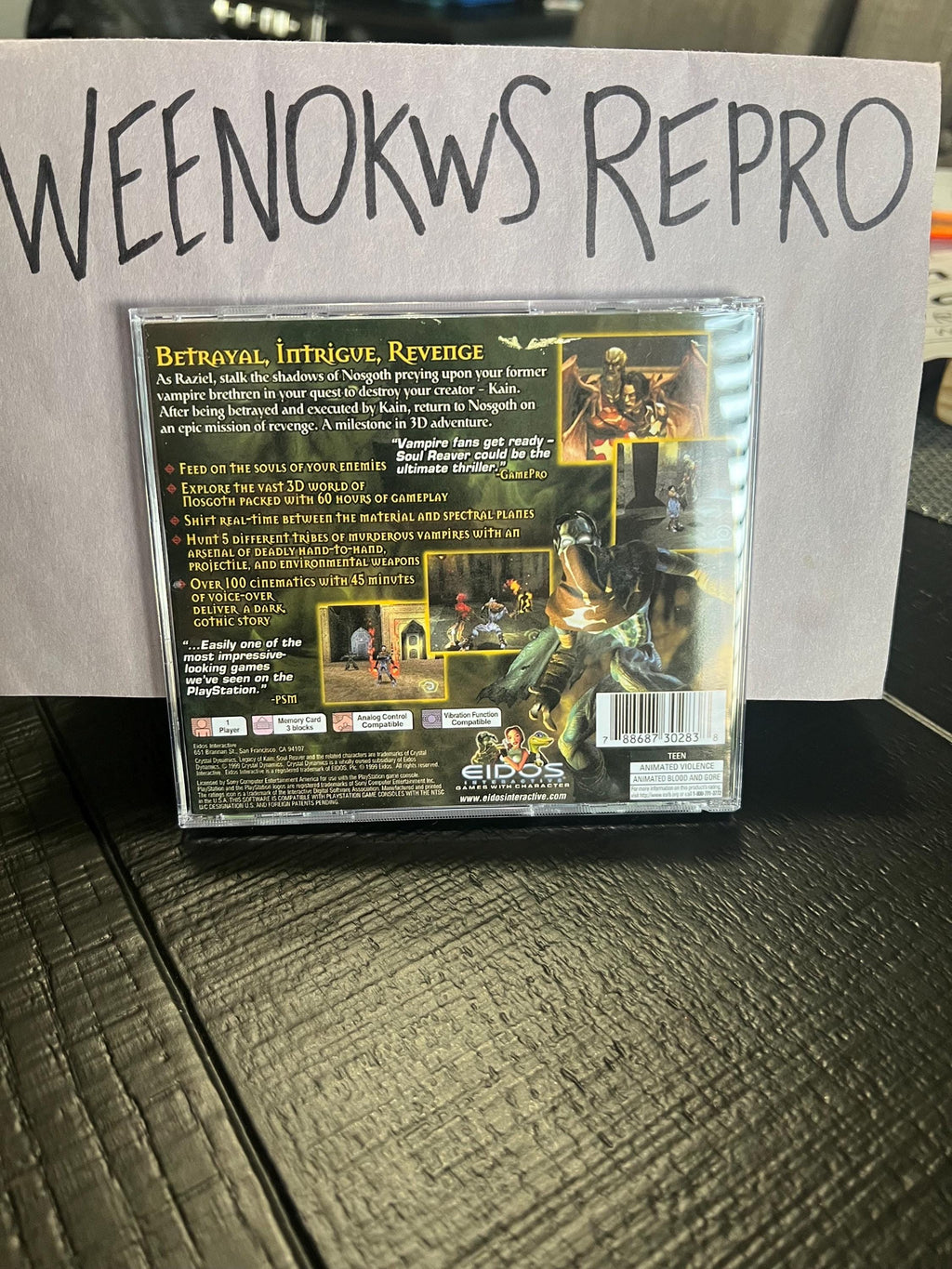 Legacy of Kain Soul Reaver REPLACMENT CASE No Disc ps1