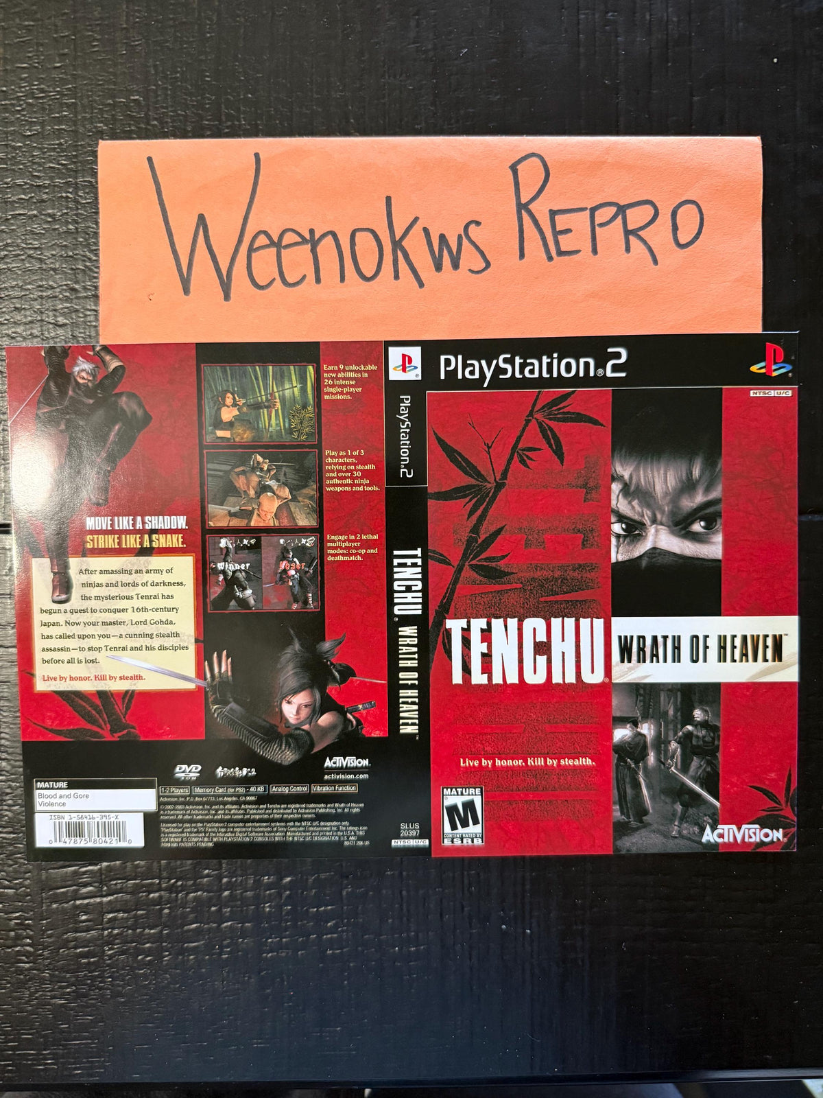 Tenchu Wrath of Heaven REPLACEMENT Art Only! No Disc No Case Ps2