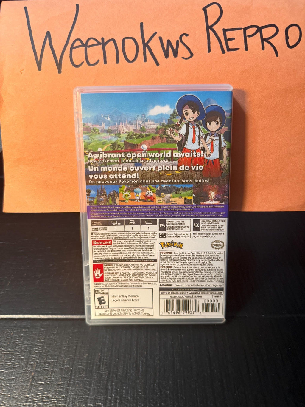 Pokémon Scarlet Pokemon REPLACEMENT CASE No Game! Nintendo Switch