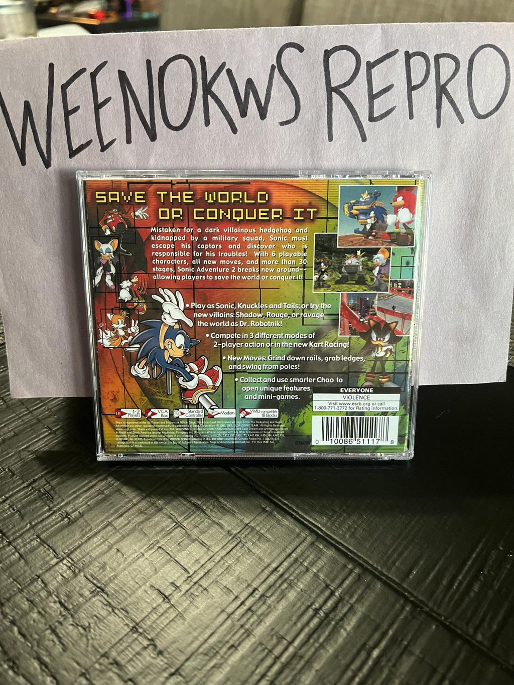Sonic Adventure 2 Dreamcast REPRODUCTION CASE Only No Disc