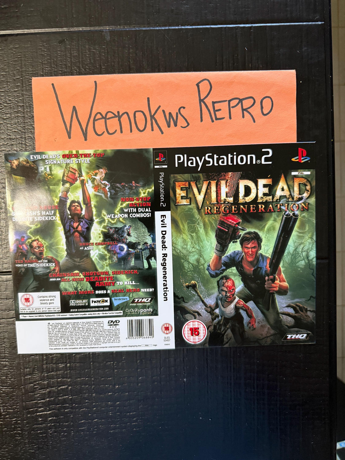 Evil Dead Regeneration REPLACEMENT Art Only! No Disc No Case Ps2