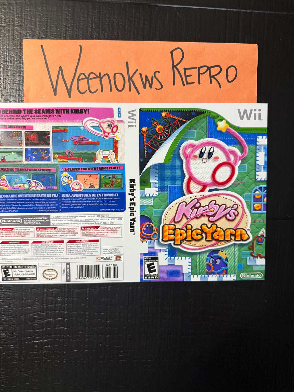 Kirby’s Epic Yarn REPLACEMENT Artwork Only No Case! Nintendo Wii
