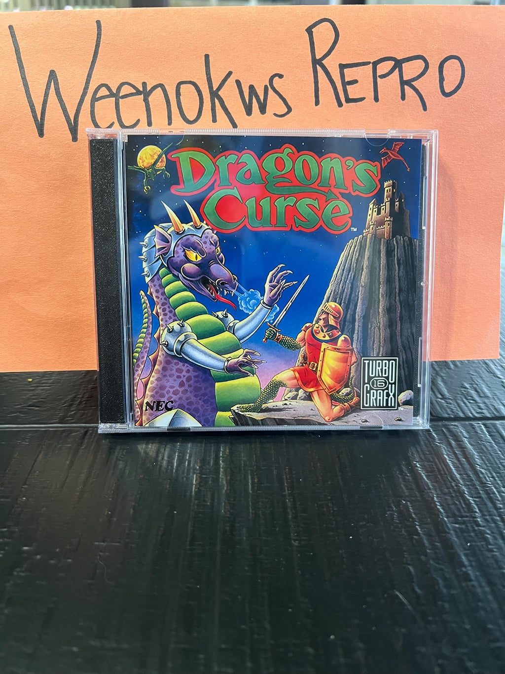 Dragon’s Curse REPRODUCTION case No Game ! Turbografx 3D printed