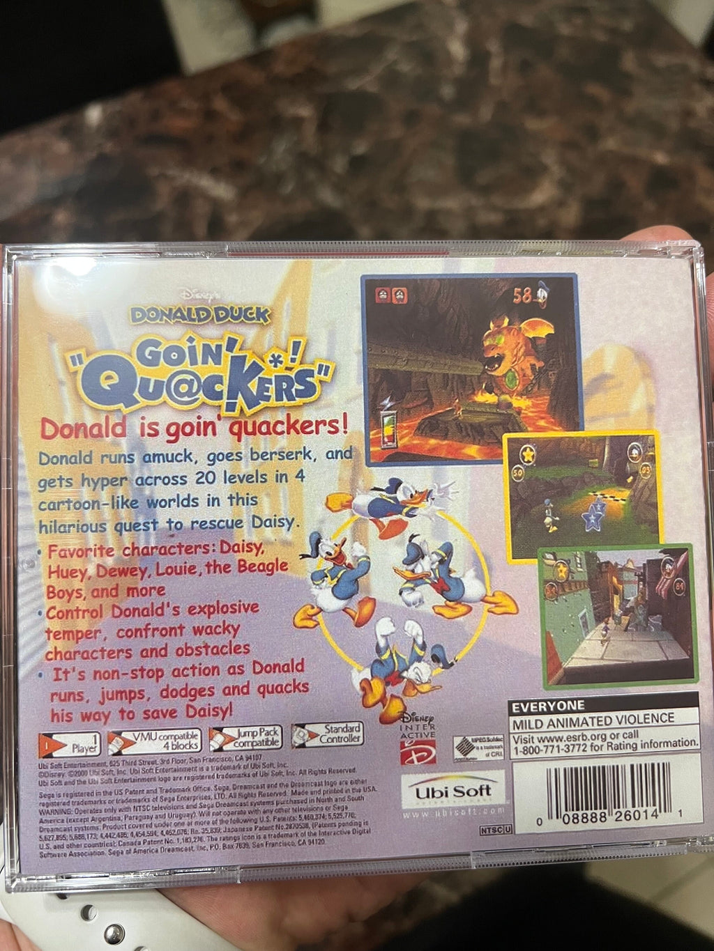 Donald Duck Goin Quackers  REPRODUCTION CASE No Disc Dreamcast