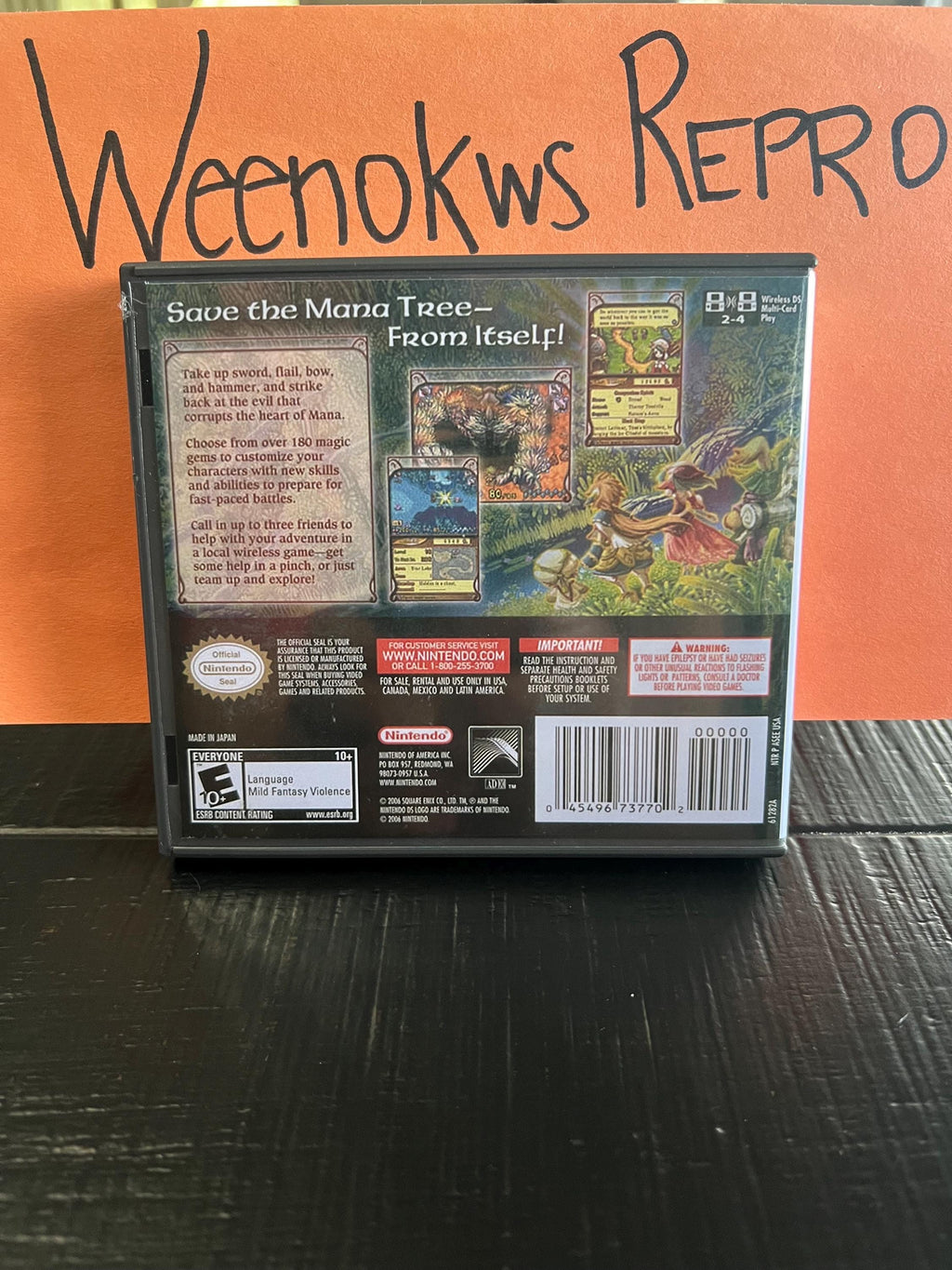 Children of Mana REPLACEMENT CASE No Game! Nintendo Ds