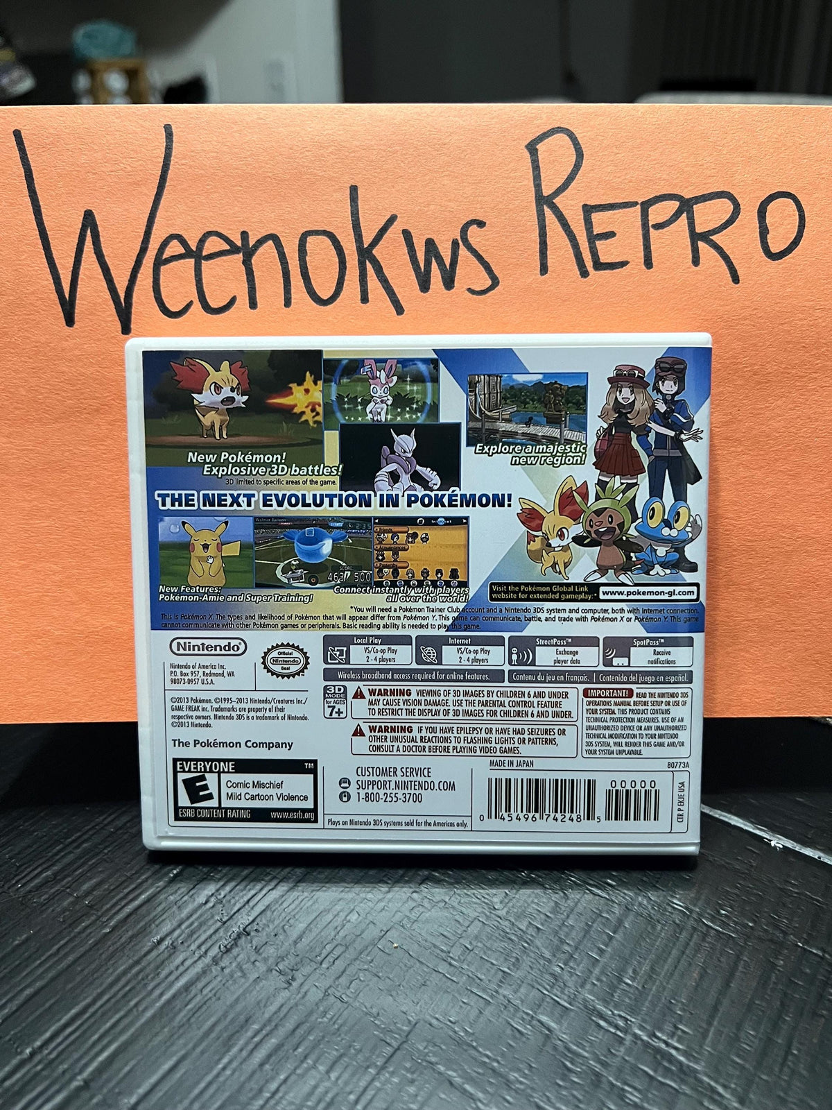 Pokemon Pokémon X REPLACEMENT CASE No Game! Nintendo 3ds