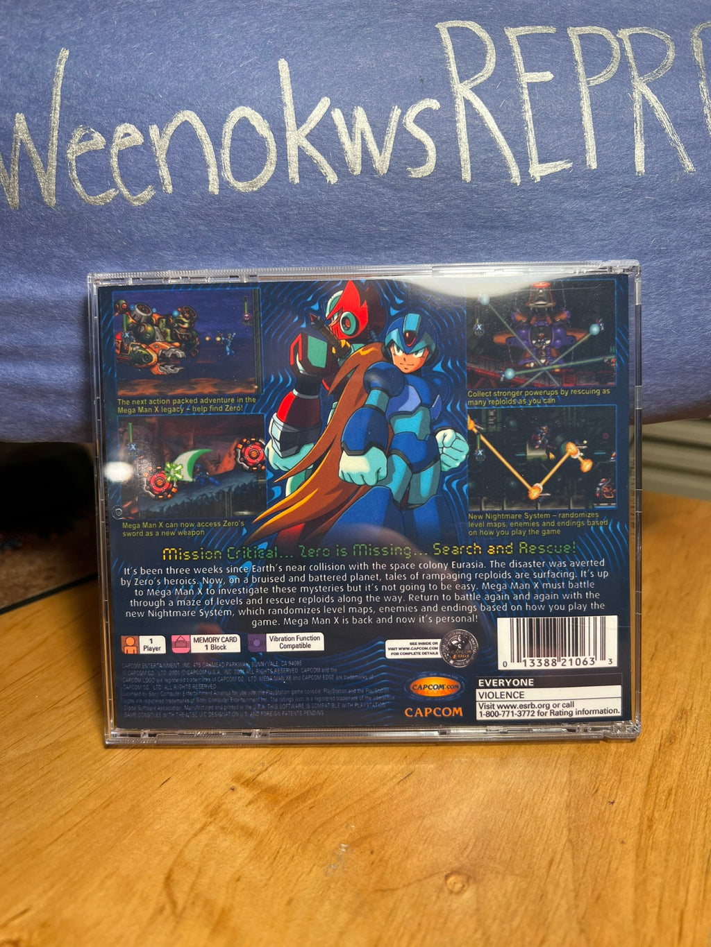 MegaMan X6 REPLACMENT CASE No Disc Ps1