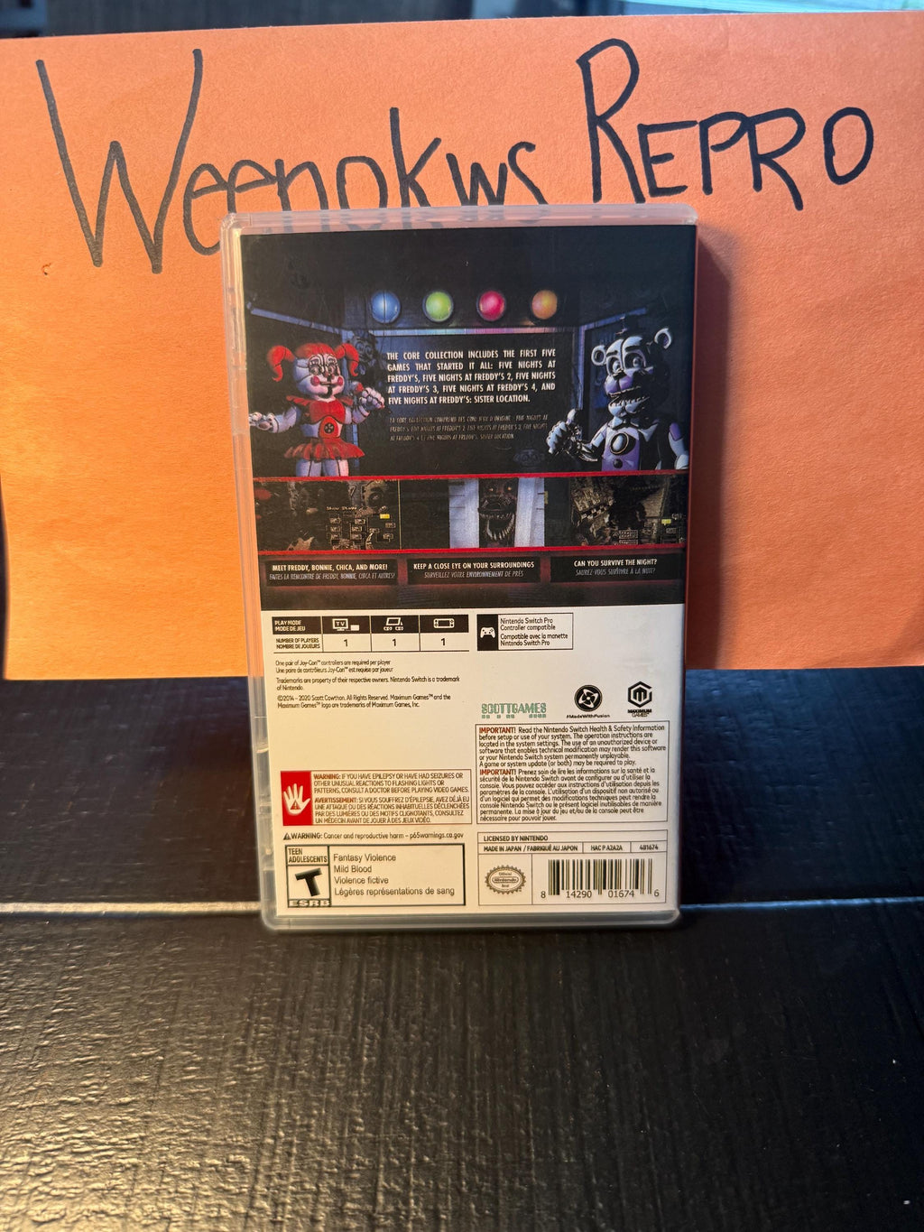 Five Nights at Freddys Core Collection REPLACEMENT CASE No Game! Nintendo Switch
