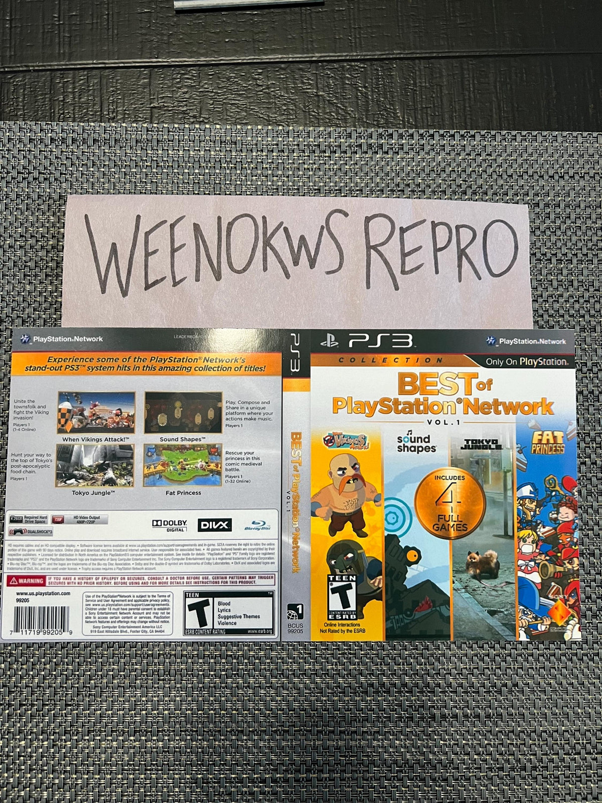 Best of PlayStation Network vol. 1 REPLACEMENT Artwork Only No Case! Ps3
