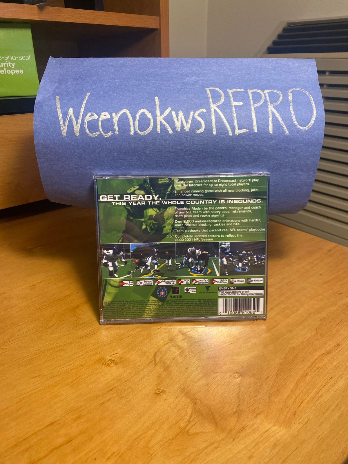 NFL 2K1 REPRODUCTION CASE No Disc Dreamcast