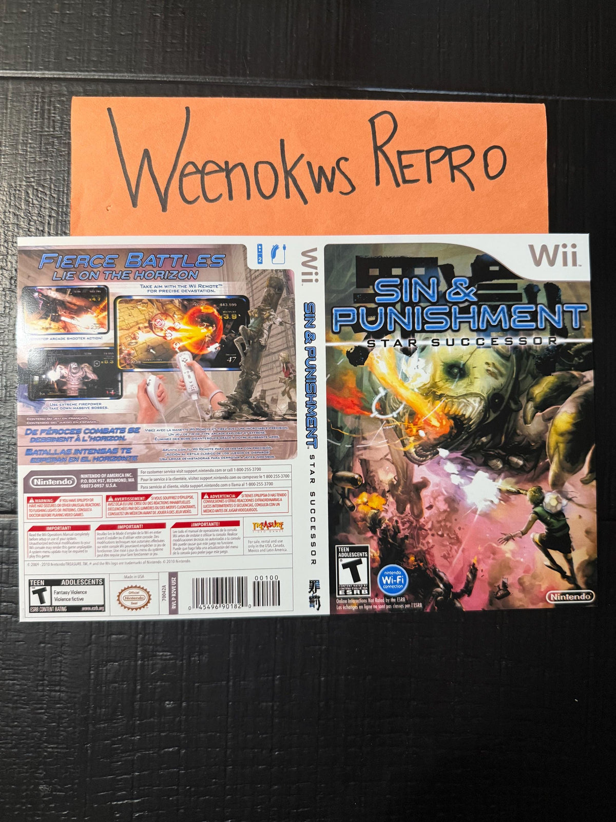 Sin and Punishment Star Successor REPLACEMENT Artwork Only No Case! Nintendo Wii