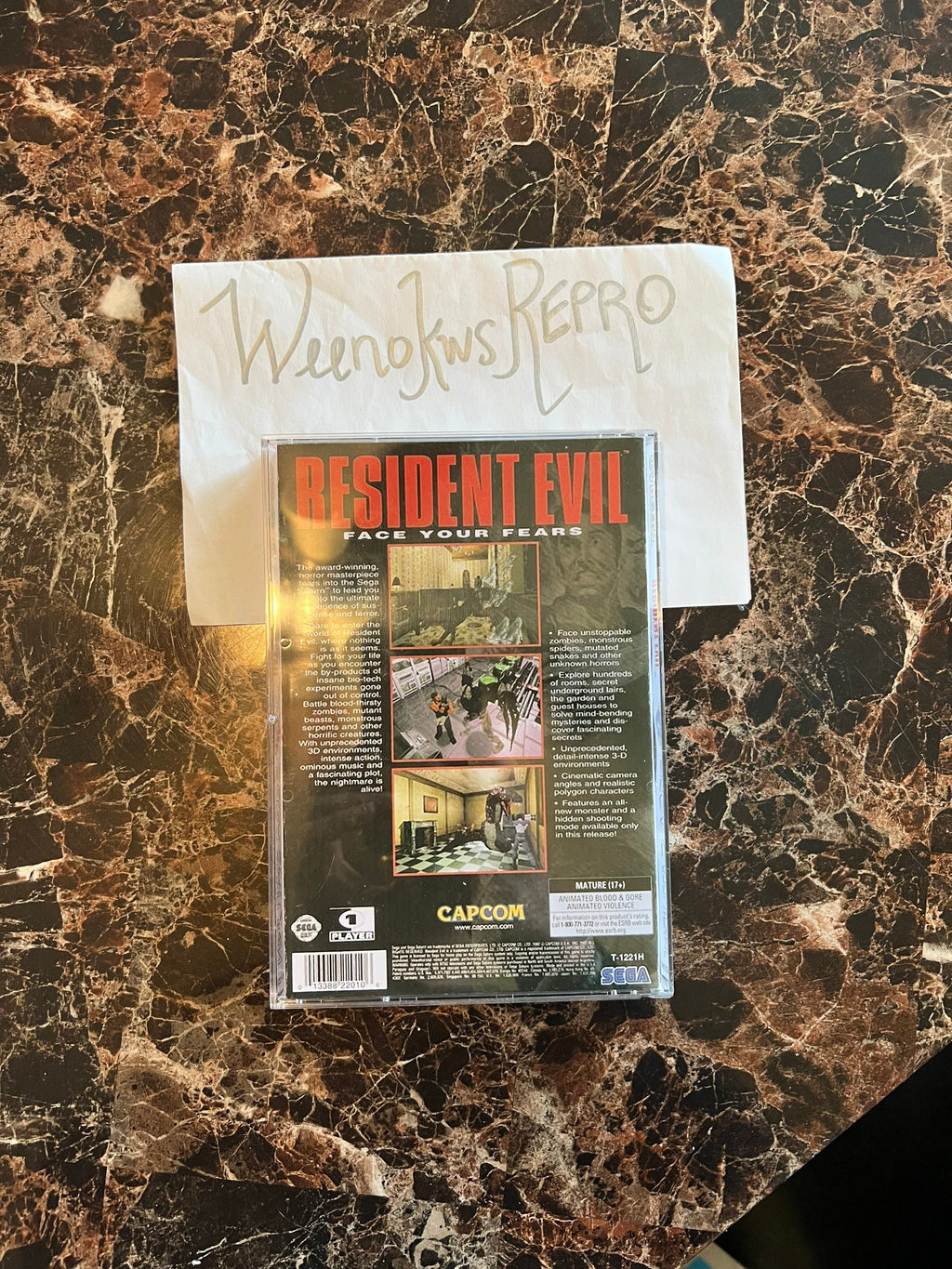 Resident Evil 1 REPLACEMENT CASE No Disc! Sega Saturn
