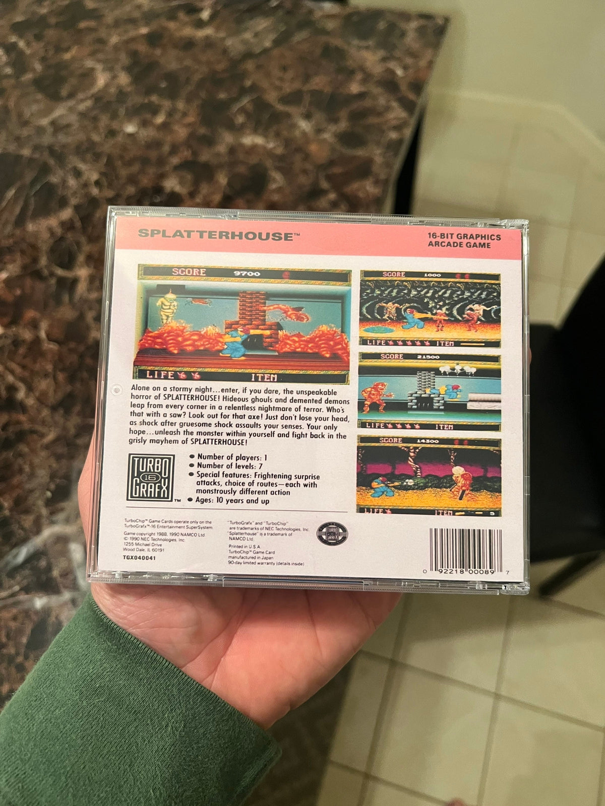 Splatterhouse REPRODUCTION Case No Game 3D Printed Turbo