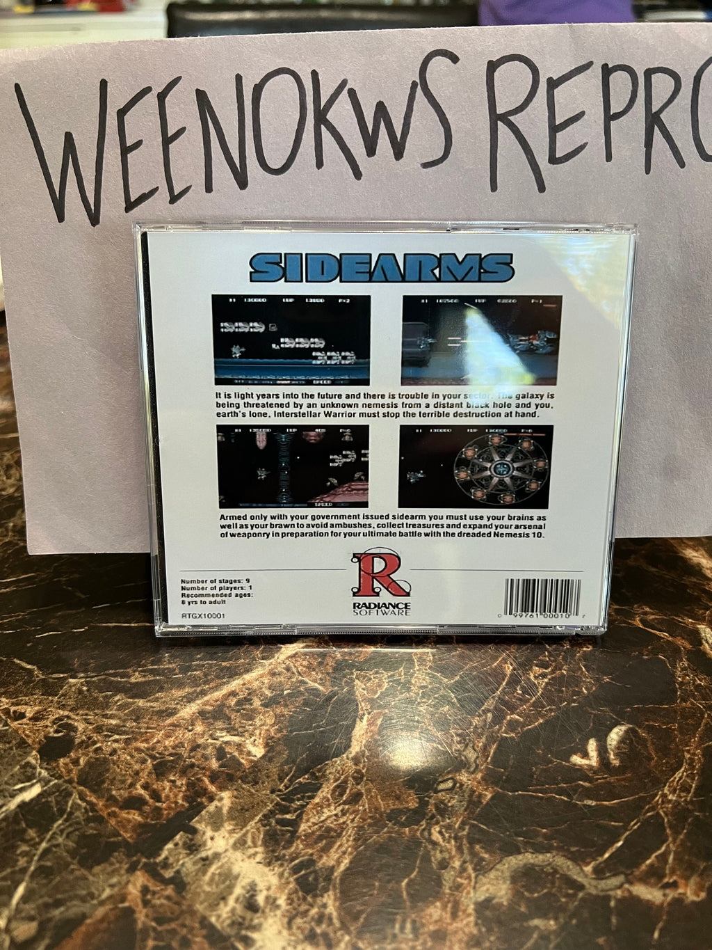 Sidearms REPRODUCTION Case No Game 3D Printed Turbo Grafx