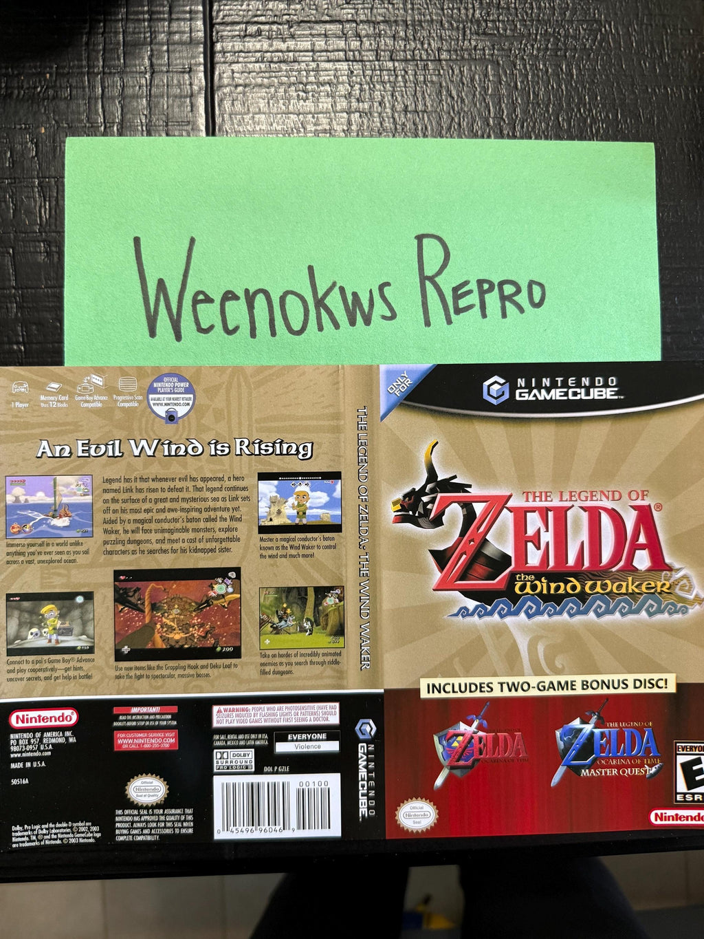 The Legend of Zelda Windwaker and Ocarina of Time Master Quest REPLACEMENT Art Only No Case! GameCube