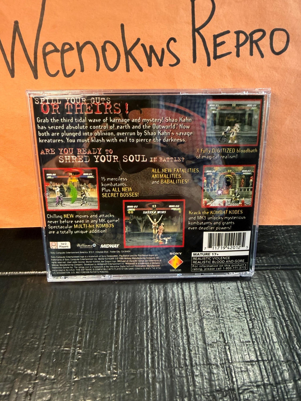 Mortal Kombat 3 REPLACEMENT CASE No Disc Ps1