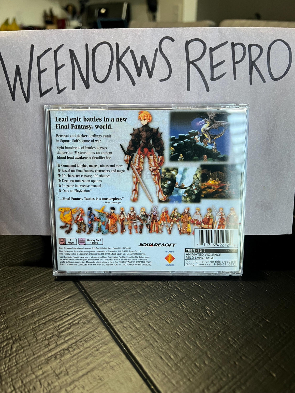 Final Fantasy Tactics REPLACMENT CASE No Disc ps1