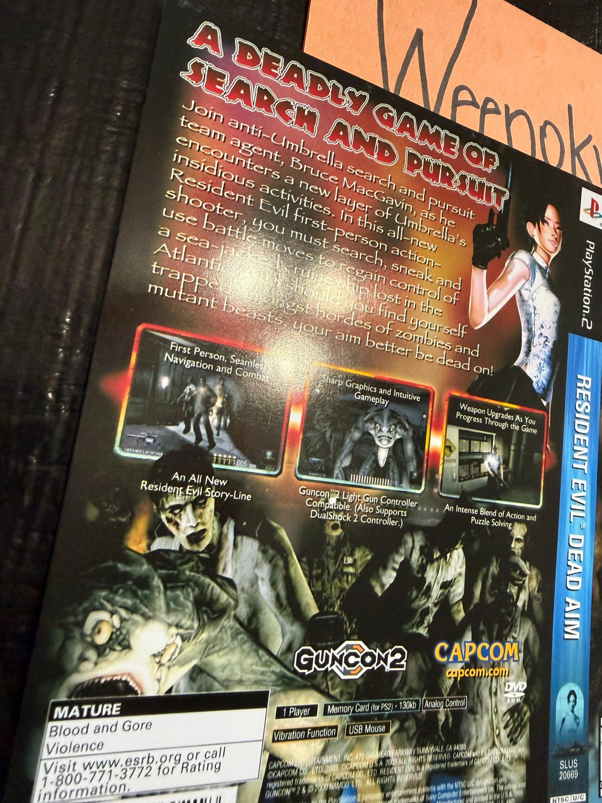 Resident Evil Dead Aim REPLACEMENT Art Only No Case! No Disc Ps2