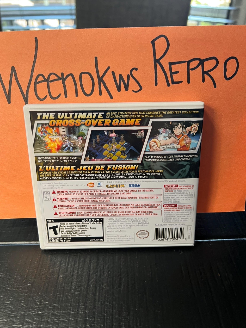 Project X Zone REPLACEMENT CASE No Game! Nintendo 3ds