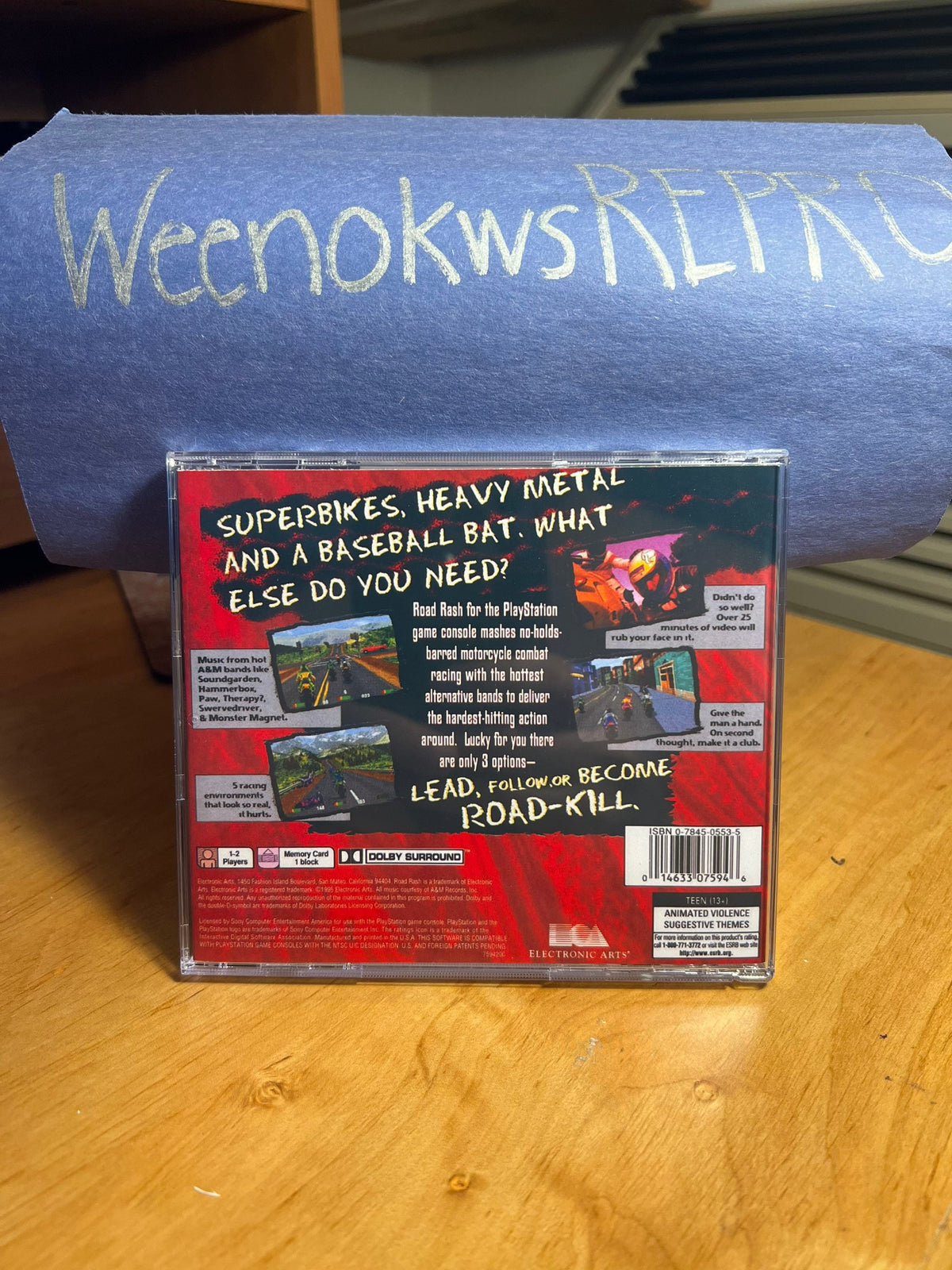 Road Rash 1 REPLACMENT CASE No Disc ps1