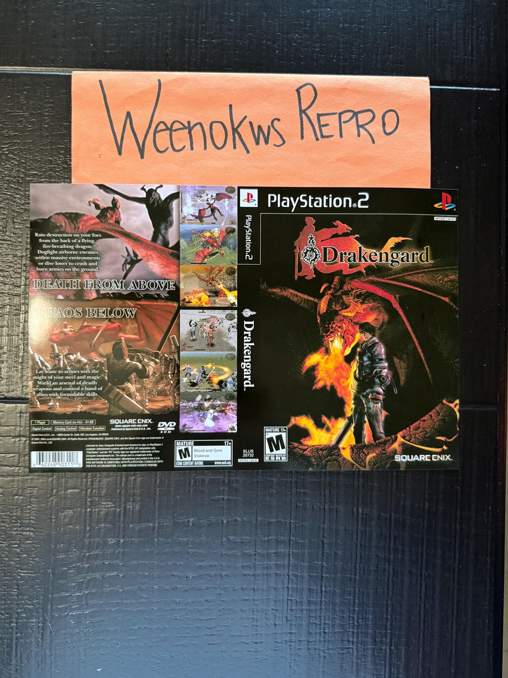 Drakengard 1 REPLACEMENT Art Only! No Disc No Case Ps2