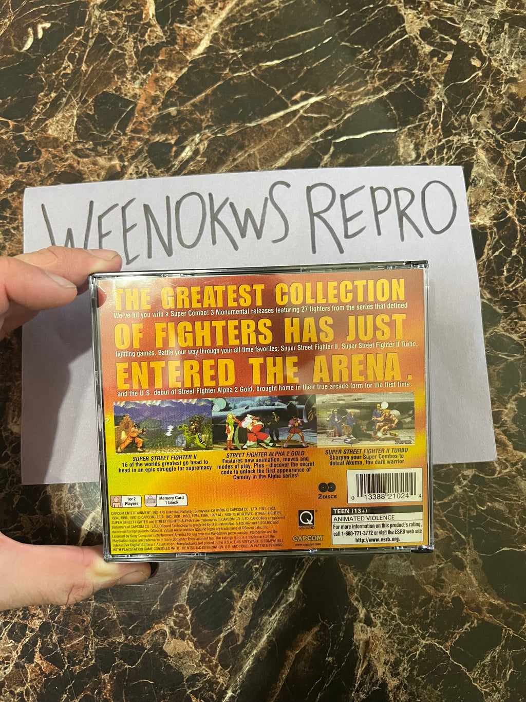 Street Fighter Collection REPLACEMENT CASE No Disc! Ps1 Thick Double Disc