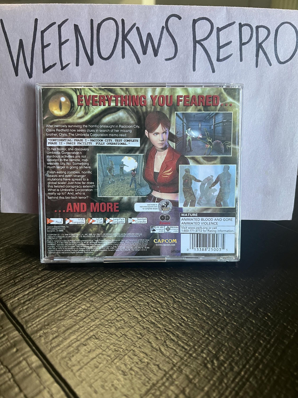 Resident Evil Code Veronica REPRODUCTION CASE Dreamcast