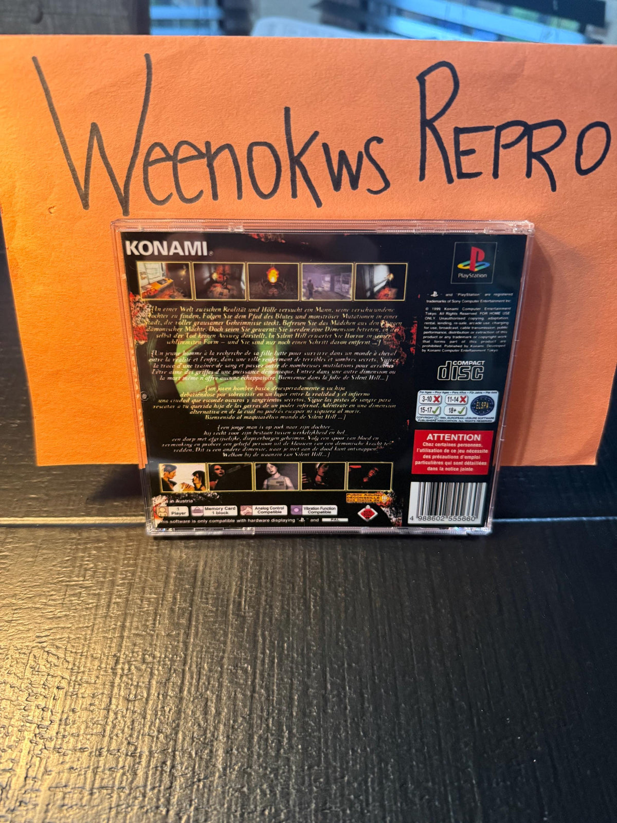 Silent Hill REPLACEMENT CASE No Disc! PAL version Ps1